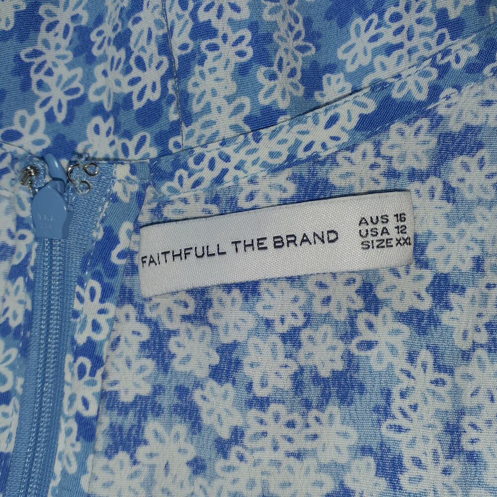 Faithfull The Brand Floral Blue Magdelena Midi Dress Size XXL - Picture 4 of 5